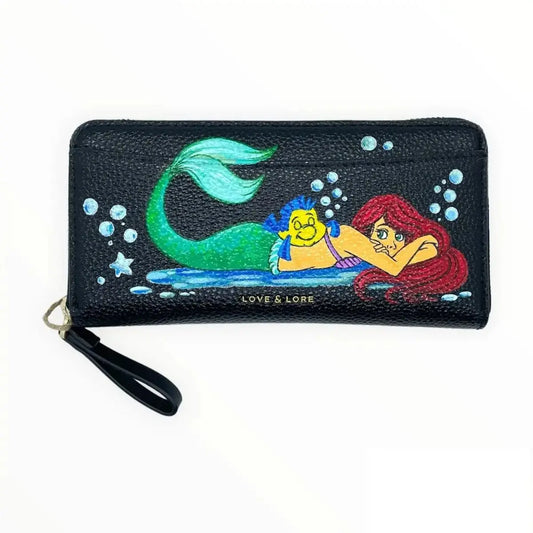 Ariel Little Mermaid design Hand Painted Artwork - Ariel Little Mermaid design - Love & Lore Wallet Sttelland Boutique