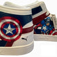 Hand Painted Artwork - Puma Tennis shoes Captain America and Shield First Avenger - Marvel Sttelland Boutique