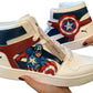 Hand Painted Artwork - Puma Tennis shoes Captain America and Shield First Avenger - Marvel Sttelland Boutique