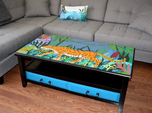 Jaguar painted Table - Original Painting Sttelland Boutique