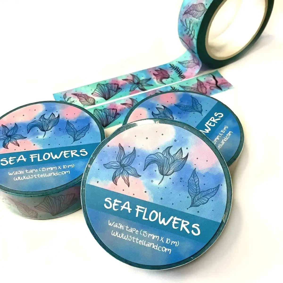 Sea Flowers Washi Tape - Floral Washi Tape - Washi Tape - Flower Lady Tape - Eco Friendly Tape - Art, Deco Gift for Flower Lovers Sttelland Boutique